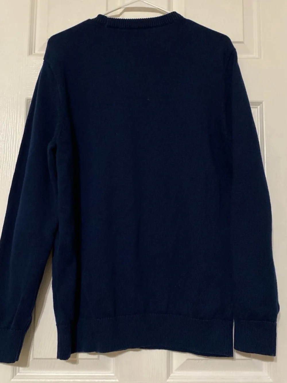 Chaps Men's Navy Sweater with Red, White & Blue Flag Graphic